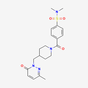 molecular formula C20H26N4O4S B2433075 N,N-dimethyl-4-(4-((3-methyl-6-oxopyridazin-1(6H)-yl)methyl)piperidine-1-carbonyl)benzenesulfonamide CAS No. 2320209-78-5