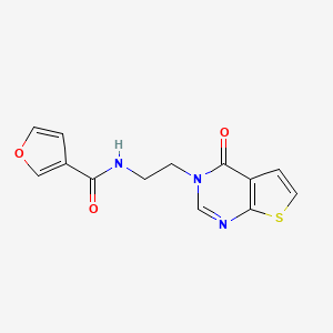 molecular formula C13H11N3O3S B2433091 N-(2-(4-oxothieno[2,3-d]pyrimidin-3(4H)-yl)ethyl)furan-3-carboxamide CAS No. 2034374-80-4