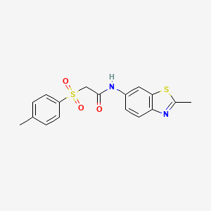 molecular formula C17H16N2O3S2 B2433125 N-(2-methyl-1,3-benzothiazol-6-yl)-2-(4-methylbenzenesulfonyl)acetamide CAS No. 895441-87-9