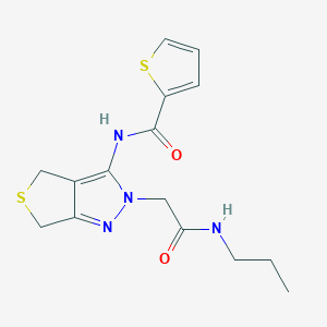 molecular formula C15H18N4O2S2 B2433145 N-{2-[(propylcarbamoyl)methyl]-2H,4H,6H-thieno[3,4-c]pyrazol-3-yl}thiophene-2-carboxamide CAS No. 1105246-65-8