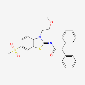 molecular formula C25H24N2O4S2 B2433174 N-[(2Z)-6-methanesulfonyl-3-(2-methoxyethyl)-2,3-dihydro-1,3-benzothiazol-2-ylidene]-2,2-diphenylacetamide CAS No. 864977-29-7