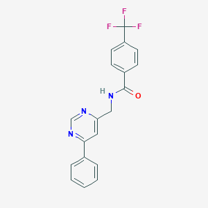 molecular formula C19H14F3N3O B2433177 N-[(6-phenylpyrimidin-4-yl)methyl]-4-(trifluoromethyl)benzamide CAS No. 2309606-37-7