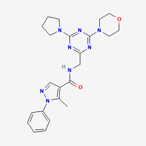 5-methyl-N-((4-morpholino-6-(pyrrolidin-1-yl)-1,3,5-triazin-2-yl)methyl)-1-phenyl-1H-pyrazole-4-carboxamide