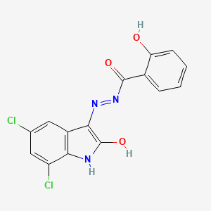 molecular formula C15H9Cl2N3O3 B2433231 N'-[(3E)-5,7-dichloro-2-oxo-2,3-dihydro-1H-indol-3-ylidene]-2-hydroxybenzohydrazide CAS No. 326619-07-2