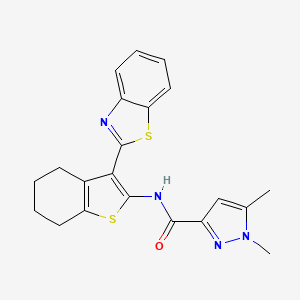 molecular formula C21H20N4OS2 B2433281 N-(3-(benzo[d]thiazol-2-yl)-4,5,6,7-tetrahydrobenzo[b]thiophen-2-yl)-1,5-dimethyl-1H-pyrazole-3-carboxamide CAS No. 1013784-05-8