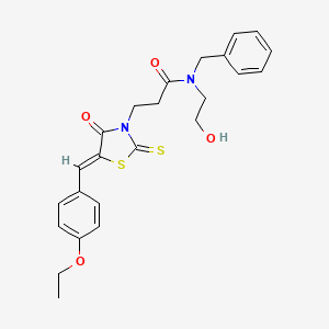 N-benzyl-3-[(5Z)-5-[(4-ethoxyphenyl)methylidene]-4-oxo-2-sulfanylidene-1,3-thiazolidin-3-yl]-N-(2-hydroxyethyl)propanamide