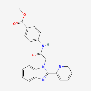 molecular formula C22H18N4O3 B2433420 methyl 4-(2-(2-(pyridin-2-yl)-1H-benzo[d]imidazol-1-yl)acetamido)benzoate CAS No. 1105209-24-2