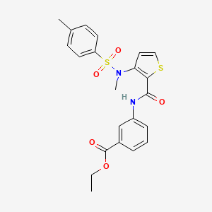 molecular formula C22H22N2O5S2 B2433436 ethyl 3-[3-(N-methyl4-methylbenzenesulfonamido)thiophene-2-amido]benzoate CAS No. 1116082-73-5