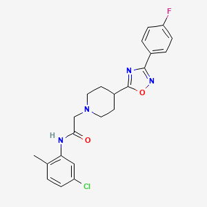 molecular formula C22H22ClFN4O2 B2433445 N-(5-Chloro-2-methylphenyl)-2-{4-[3-(4-fluorophenyl)-1,2,4-oxadiazol-5-YL]piperidin-1-YL}acetamide CAS No. 1251543-95-9