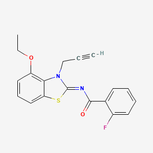 molecular formula C19H15FN2O2S B2433527 N-[(2Z)-4-ethoxy-3-(prop-2-yn-1-yl)-2,3-dihydro-1,3-benzothiazol-2-ylidene]-2-fluorobenzamide CAS No. 868674-56-0