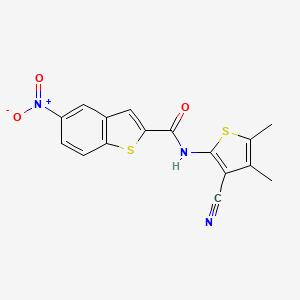 molecular formula C16H11N3O3S2 B2433545 N-(3-cyano-4,5-dimethylthiophen-2-yl)-5-nitro-1-benzothiophene-2-carboxamide CAS No. 896302-77-5