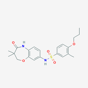 molecular formula C21H26N2O5S B2433562 N-(3,3-dimethyl-4-oxo-2,3,4,5-tetrahydrobenzo[b][1,4]oxazepin-8-yl)-3-methyl-4-propoxybenzenesulfonamide CAS No. 922051-48-7