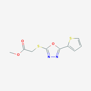 molecular formula C9H8N2O3S2 B2433580 methyl 2-{[5-(thiophen-2-yl)-1,3,4-oxadiazol-2-yl]sulfanyl}acetate CAS No. 459846-03-8