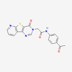 molecular formula C19H14N4O3S B2433581 N-(4-acetylphenyl)-2-(6-oxo-8-thia-3,5,10-triazatricyclo[7.4.0.02,7]trideca-1(9),2(7),3,10,12-pentaen-5-yl)acetamide CAS No. 946368-90-7