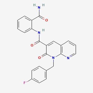 molecular formula C23H17FN4O3 B2433602 N-(2-carbamoylphenyl)-1-[(4-fluorophenyl)methyl]-2-oxo-1,2-dihydro-1,8-naphthyridine-3-carboxamide CAS No. 946252-32-0