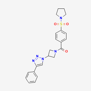 (3-(4-phenyl-1H-1,2,3-triazol-1-yl)azetidin-1-yl)(4-(pyrrolidin-1-ylsulfonyl)phenyl)methanone