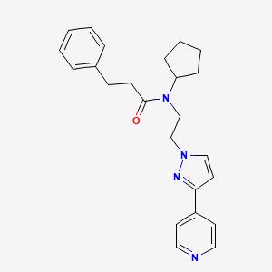 N-cyclopentyl-3-phenyl-N-(2-(3-(pyridin-4-yl)-1H-pyrazol-1-yl)ethyl)propanamide