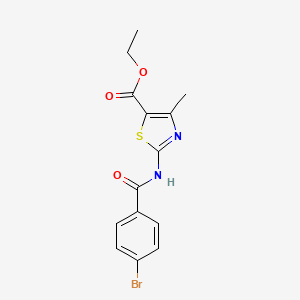 molecular formula C14H13BrN2O3S B2433623 Ethyl 2-(4-bromobenzamido)-4-methylthiazole-5-carboxylate CAS No. 313403-75-7