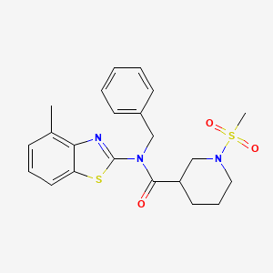 molecular formula C22H25N3O3S2 B2433664 N-benzyl-N-(4-methylbenzo[d]thiazol-2-yl)-1-(methylsulfonyl)piperidine-3-carboxamide CAS No. 1050770-04-1