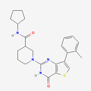 molecular formula C24H28N4O2S B2433683 N-cyclopentyl-1-[7-(2-methylphenyl)-4-oxo-3H,4H-thieno[3,2-d]pyrimidin-2-yl]piperidine-3-carboxamide CAS No. 1251709-07-5