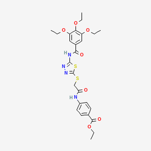Ethyl 4-(2-((5-(3,4,5-triethoxybenzamido)-1,3,4-thiadiazol-2-yl)thio)acetamido)benzoate