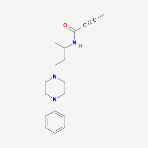 molecular formula C18H25N3O B2433705 N-[4-(4-Phenylpiperazin-1-yl)butan-2-yl]but-2-ynamide CAS No. 2411271-59-3