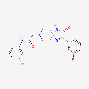 molecular formula C21H20BrFN4O2 B2433706 N-(3-bromophenyl)-2-[2-(3-fluorophenyl)-3-oxo-1,4,8-triazaspiro[4.5]dec-1-en-8-yl]acetamide CAS No. 1215669-11-6