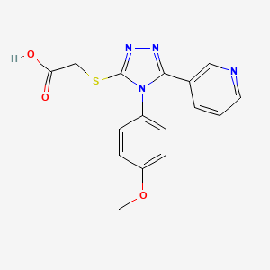 molecular formula C16H14N4O3S B2433722 2-{[4-(4-methoxyphenyl)-5-(pyridin-3-yl)-4H-1,2,4-triazol-3-yl]sulfanyl}acetic acid CAS No. 333408-91-6