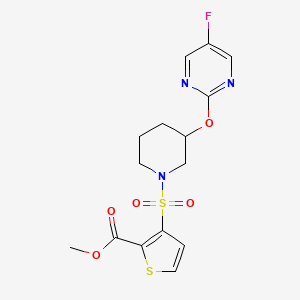 molecular formula C15H16FN3O5S2 B2433725 Methyl 3-((3-((5-fluoropyrimidin-2-yl)oxy)piperidin-1-yl)sulfonyl)thiophene-2-carboxylate CAS No. 2034275-47-1