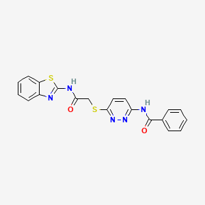 molecular formula C20H15N5O2S2 B2433761 N-(6-((2-(benzo[d]thiazol-2-ylamino)-2-oxoethyl)thio)pyridazin-3-yl)benzamide CAS No. 1021075-39-7