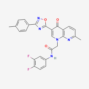 molecular formula C26H19F2N5O3 B2433764 N-(3,4-difluorophenyl)-2-{7-methyl-3-[3-(4-methylphenyl)-1,2,4-oxadiazol-5-yl]-4-oxo-1,4-dihydro-1,8-naphthyridin-1-yl}acetamide CAS No. 1029770-52-2