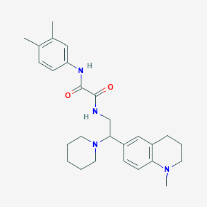 molecular formula C27H36N4O2 B2433772 N'-(3,4-dimethylphenyl)-N-[2-(1-methyl-1,2,3,4-tetrahydroquinolin-6-yl)-2-(piperidin-1-yl)ethyl]ethanediamide CAS No. 922092-95-3