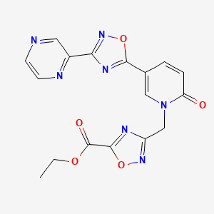 ethyl 3-((2-oxo-5-(3-(pyrazin-2-yl)-1,2,4-oxadiazol-5-yl)pyridin-1(2H)-yl)methyl)-1,2,4-oxadiazole-5-carboxylate