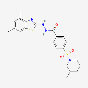 molecular formula C22H26N4O3S2 B2433803 N'-(4,6-dimethyl-1,3-benzothiazol-2-yl)-4-[(3-methylpiperidin-1-yl)sulfonyl]benzohydrazide CAS No. 851987-36-5