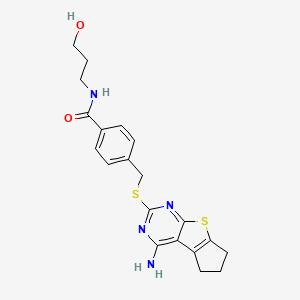 4-(((4-amino-6,7-dihydro-5H-cyclopenta[4,5]thieno[2,3-d]pyrimidin-2-yl)thio)methyl)-N-(3-hydroxypropyl)benzamide