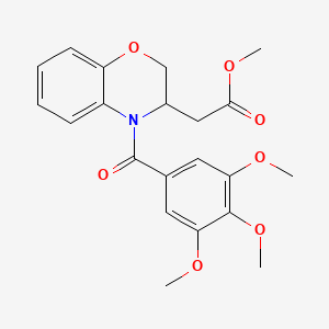 molecular formula C21H23NO7 B2433882 methyl 2-[4-(3,4,5-trimethoxybenzoyl)-3,4-dihydro-2H-1,4-benzoxazin-3-yl]acetate CAS No. 439096-44-3