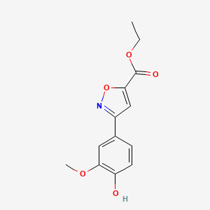 molecular formula C13H13NO5 B2433928 Ethyl 3-(4-hydroxy-3-methoxyphenyl)-1,2-oxazole-5-carboxylate CAS No. 378203-33-9