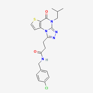 molecular formula C21H22ClN5O2S B2433968 N-(4-chlorobenzyl)-3-(4-isobutyl-5-oxo-4,5-dihydrothieno[2,3-e][1,2,4]triazolo[4,3-a]pyrimidin-1-yl)propanamide CAS No. 1185045-53-7