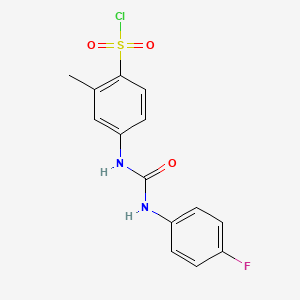 4-(3-(4-Fluorophenyl)ureido)-2-methylbenzene-1-sulfonyl chloride