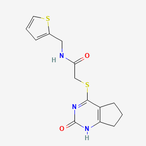 2-((2-oxo-2,5,6,7-tetrahydro-1H-cyclopenta[d]pyrimidin-4-yl)thio)-N-(thiophen-2-ylmethyl)acetamide