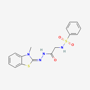 (E)-N-(2-(2-(3-methylbenzo[d]thiazol-2(3H)-ylidene)hydrazinyl)-2-oxoethyl)benzenesulfonamide