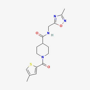 molecular formula C16H20N4O3S B2433989 N-[(3-methyl-1,2,4-oxadiazol-5-yl)methyl]-1-(4-methylthiophene-2-carbonyl)piperidine-4-carboxamide CAS No. 1334371-96-8