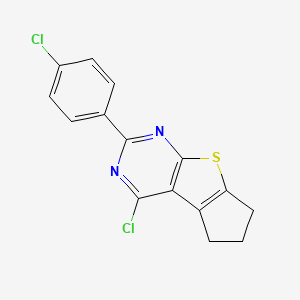 12-Chloro-10-(4-chlorophenyl)-7-thia-9,11-diazatricyclo[6.4.0.0,2,6]dodeca-1(12),2(6),8,10-tetraene