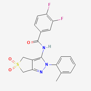 3,4-difluoro-N-[2-(2-methylphenyl)-5,5-dioxo-4,6-dihydrothieno[3,4-c]pyrazol-3-yl]benzamide