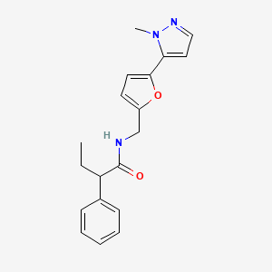 molecular formula C19H21N3O2 B2434037 N-{[5-(1-methyl-1H-pyrazol-5-yl)furan-2-yl]methyl}-2-phenylbutanamide CAS No. 2415564-67-7