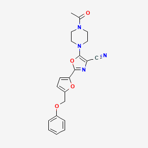 5-(4-Acetylpiperazin-1-yl)-2-(5-(phenoxymethyl)furan-2-yl)oxazole-4-carbonitrile