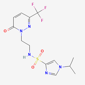 molecular formula C13H16F3N5O3S B2434064 N-[2-[6-Oxo-3-(trifluoromethyl)pyridazin-1-yl]ethyl]-1-propan-2-ylimidazole-4-sulfonamide CAS No. 2415562-12-6