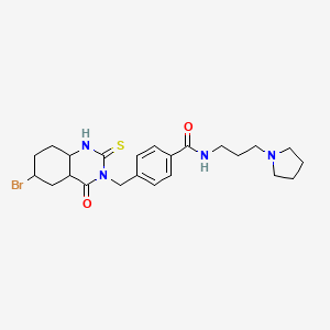 4-[(6-bromo-4-oxo-2-sulfanylidene-1,2,3,4-tetrahydroquinazolin-3-yl)methyl]-N-[3-(pyrrolidin-1-yl)propyl]benzamide