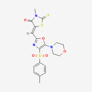 molecular formula C19H19N3O5S3 B2434079 (Z)-3-methyl-5-((5-morpholino-4-tosyloxazol-2-yl)methylene)-2-thioxothiazolidin-4-one CAS No. 620154-20-3