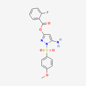 [5-Amino-1-(4-methoxyphenyl)sulfonylpyrazol-3-yl] 2-fluorobenzoate